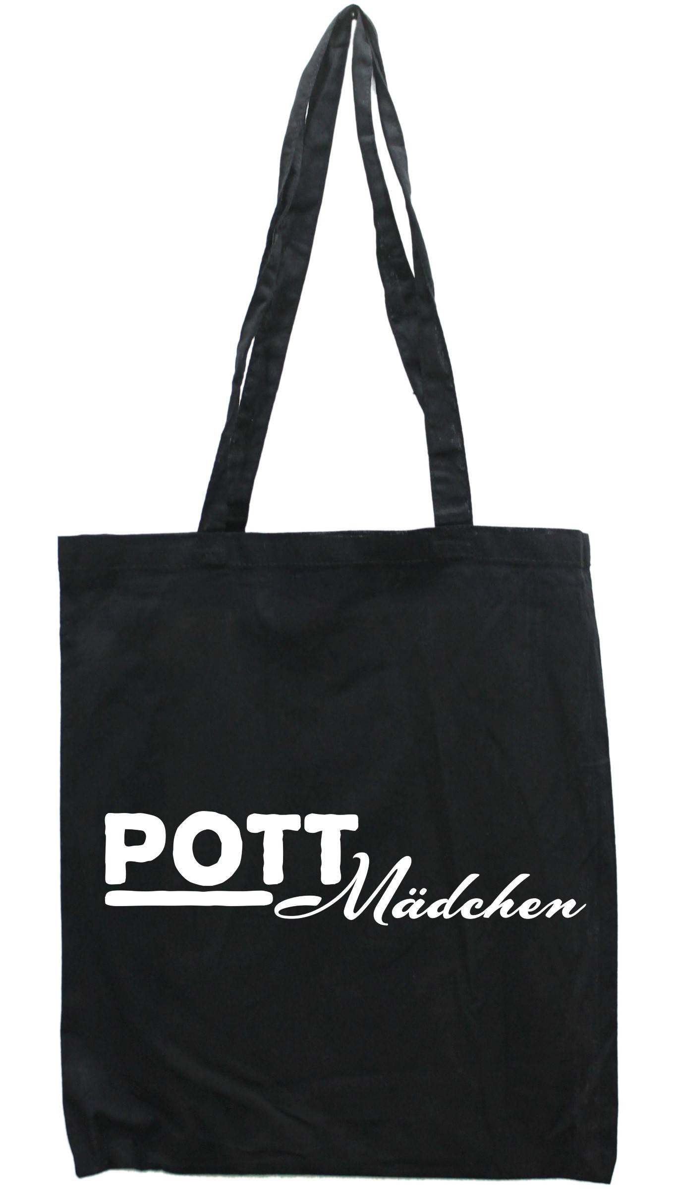 Tasche Pott-Mädchen, Druckfarbe auswählbar, Einkaufs-Beutel schwarz