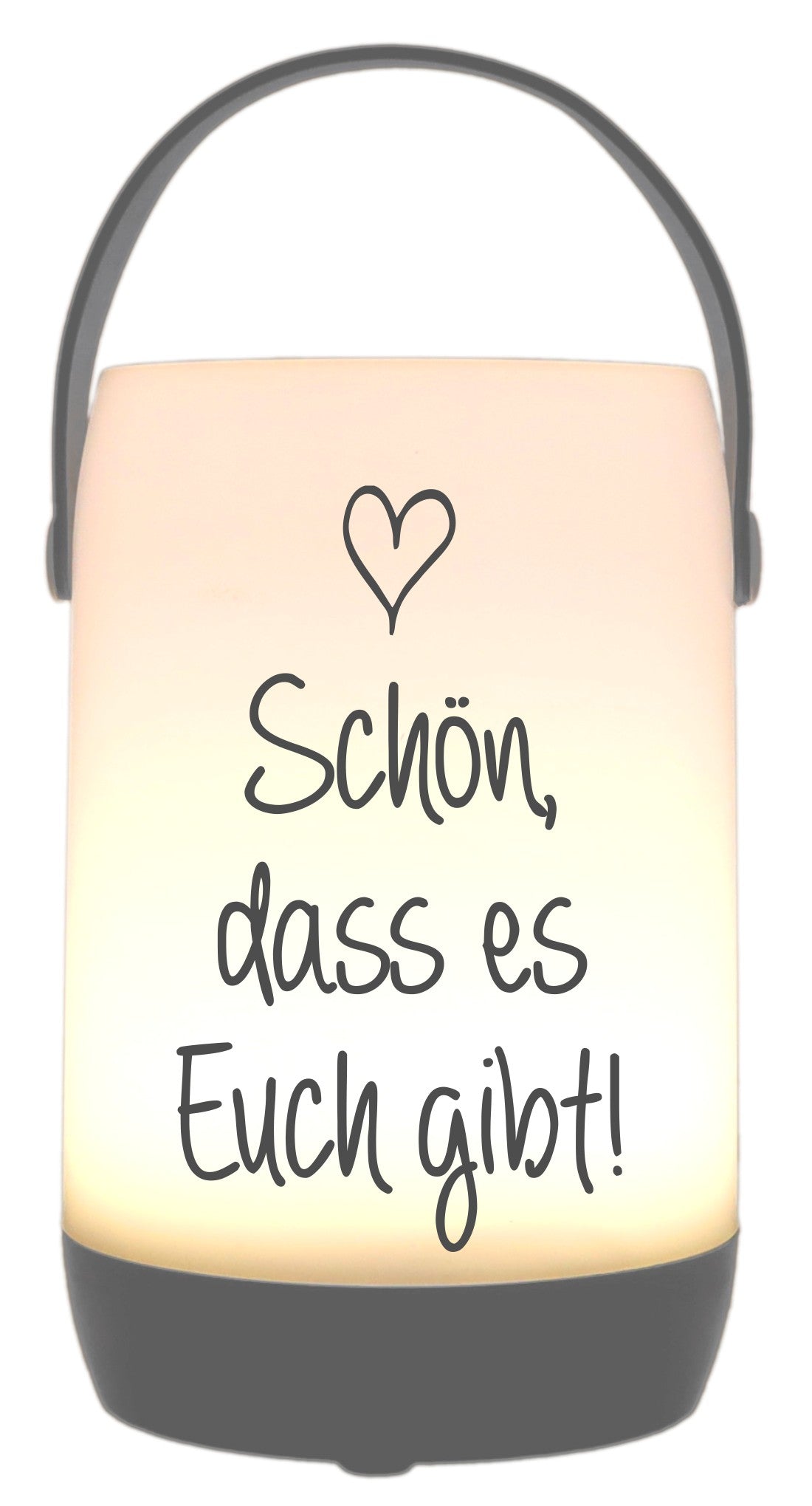 LED-Laterne Touch-Funktion & Akku, Schön dass es Euch gibt, grau 19x11,5cm, mit Bügel 25cm, LED-Licht LED-Leuchte LED-Lampe