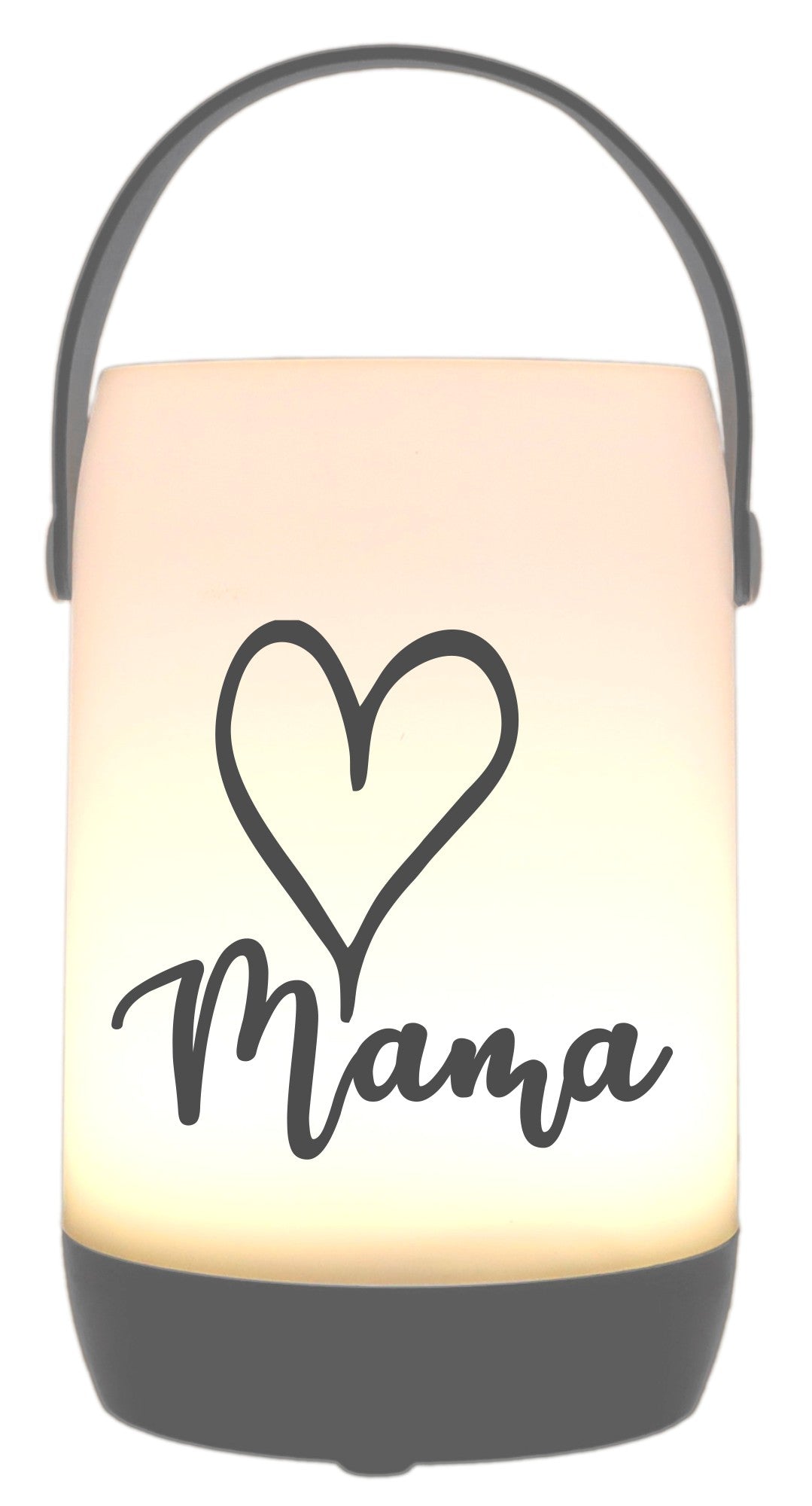 LED-Laterne Touch-Funktion & Akku, Mama Herz, grau 19x11,5cm, mit Bügel 25cm, LED-Licht LED-Leuchte LED-Lampe