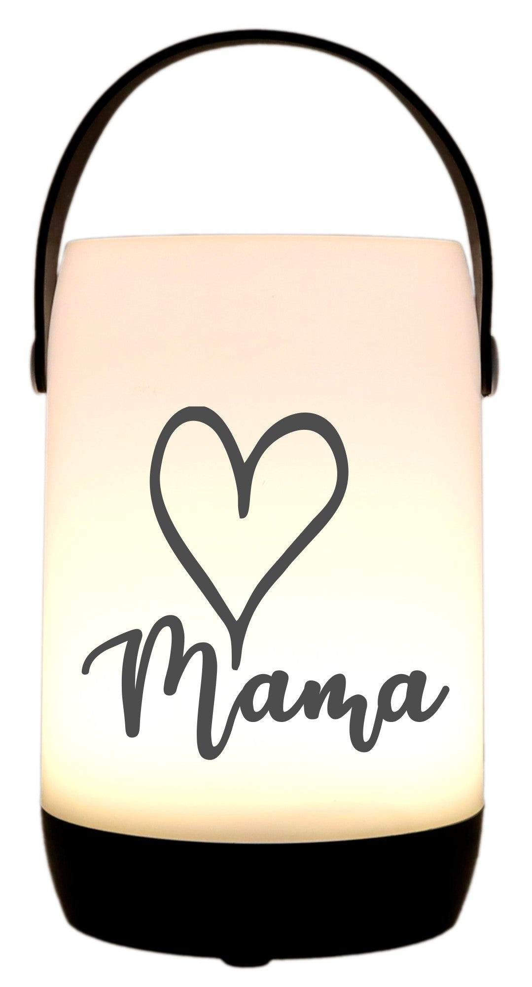 LED-Laterne Touch-Funktion & Akku, Mama Herz, schwarz 19x11,5cm, mit Bügel 25cm, LED-Licht LED-Leuchte LED-Lampe