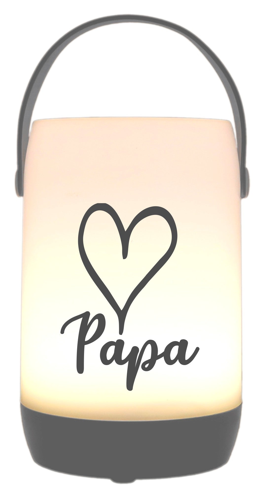 LED-Laterne Touch-Funktion & Akku, Papa Herz, grau 19x11,5cm, mit Bügel 25cm, LED-Licht LED-Leuchte LED-Lampe