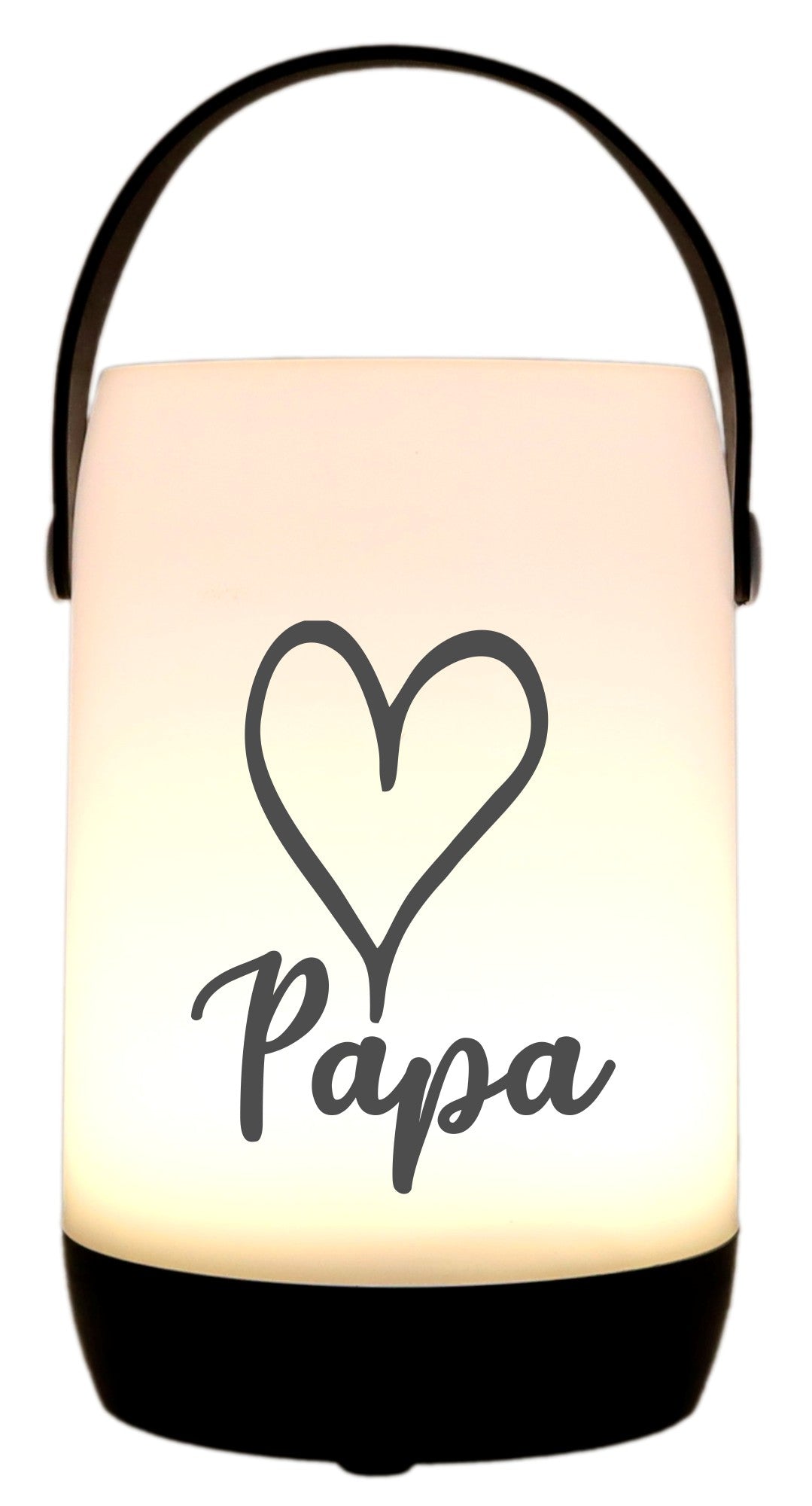 LED-Laterne Touch-Funktion & Akku, Papa Herz, schwarz 19x11,5cm, mit Bügel 25cm, LED-Licht LED-Leuchte LED-Lampe