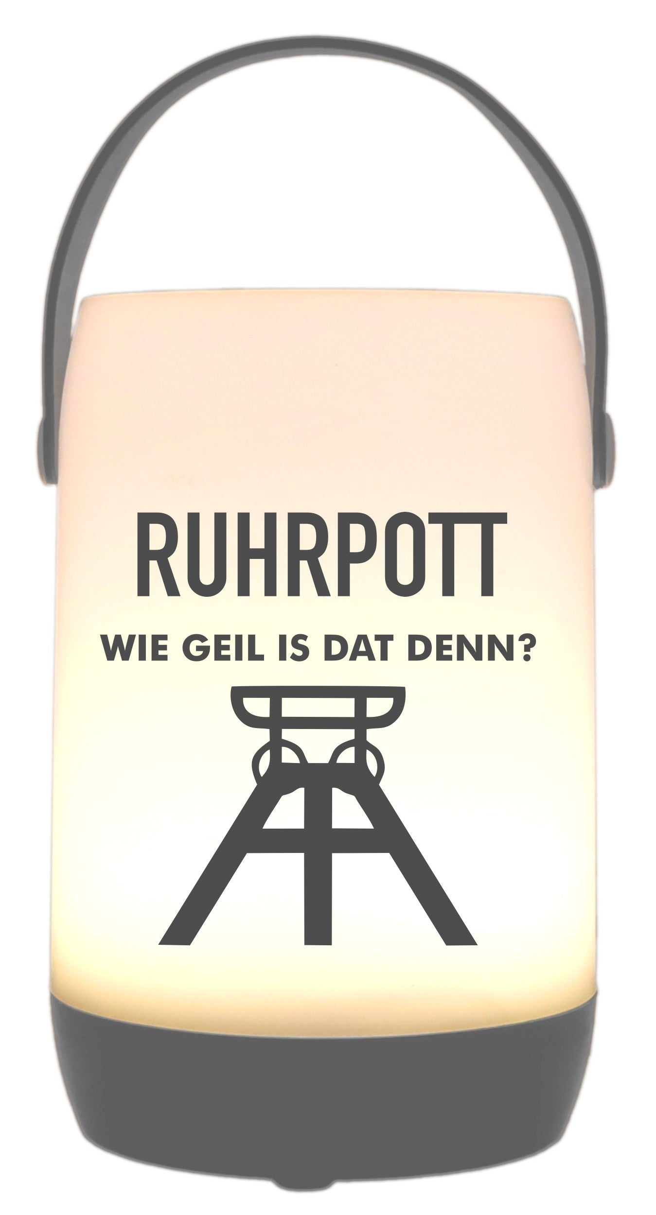 LED-Laterne Touch-Funktion & Akku, Ruhrpott Wie geil is dat denn, grau 19x11,5cm, mit Bügel 25cm, LED-Licht LED-Leuchte LED-Lampe