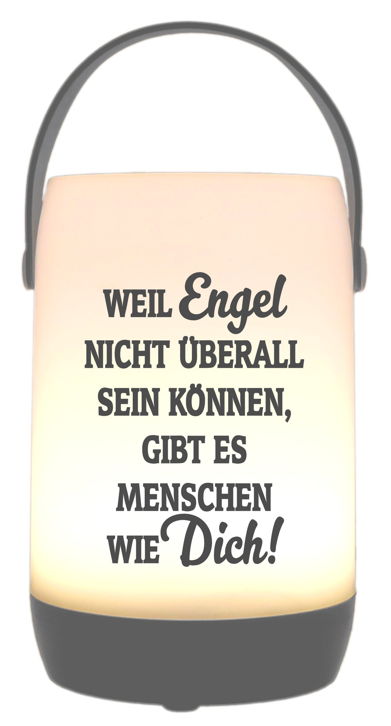 LED-Laterne Touch-Funktion & Akku, Weil Engel nicht überall sein können, grau 19x11,5cm, mit Bügel 25cm, LED-Licht LED-Leuchte LED-Lampe