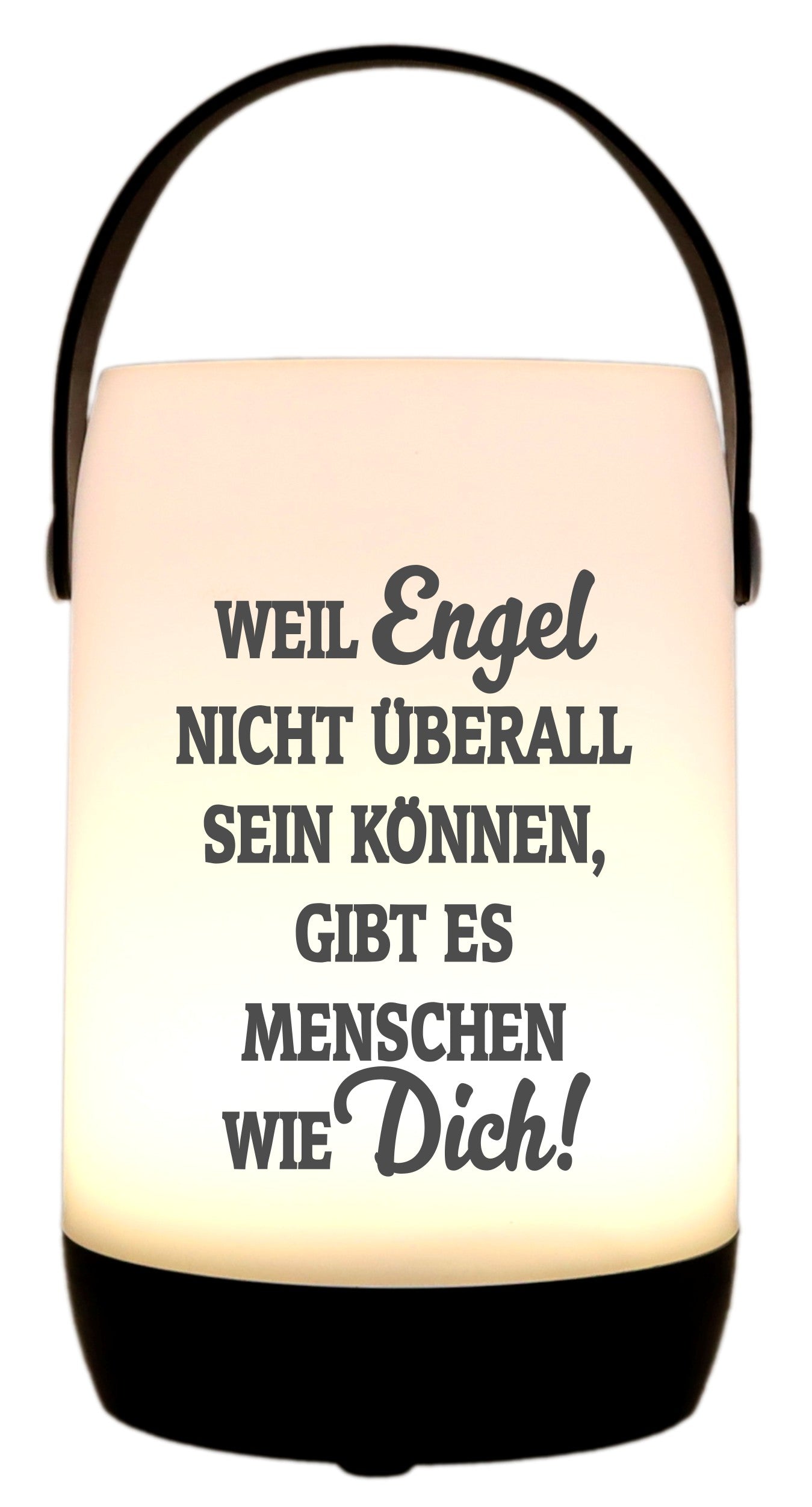 LED-Laterne Touch-Funktion & Akku, Weil Engel nicht überall sein können, schwarz 19x11,5cm, mit Bügel 25cm, LED-Licht LED-Leuchte LED-Lampe