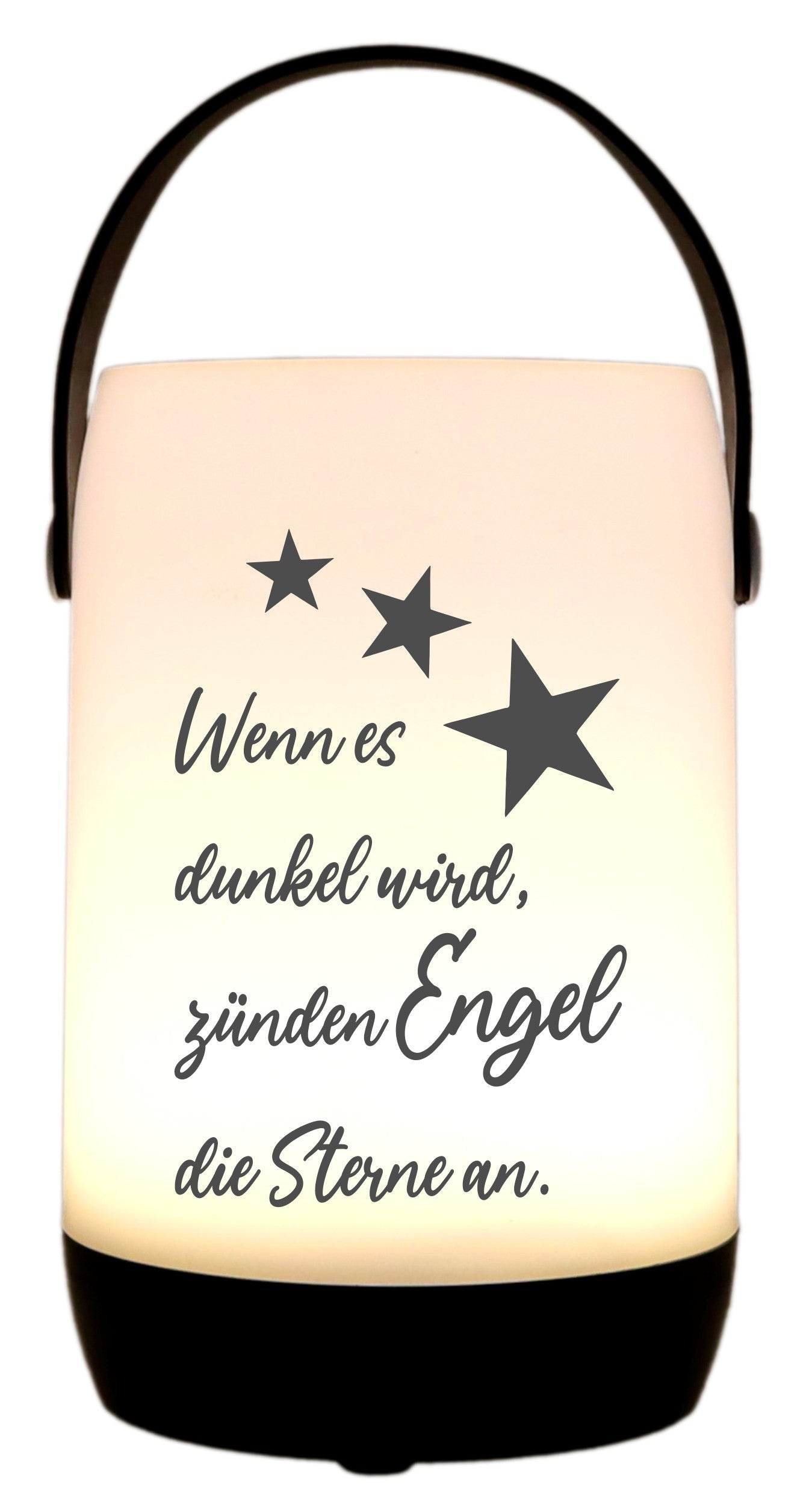 LED-Laterne Touch-Funktion & Akku, Wenn es dunkel wird zünden Engel die Sterne an, schwarz 19x11,5cm, mit Bügel 25cm, LED-Licht LED-Leuchte LED-Lampe