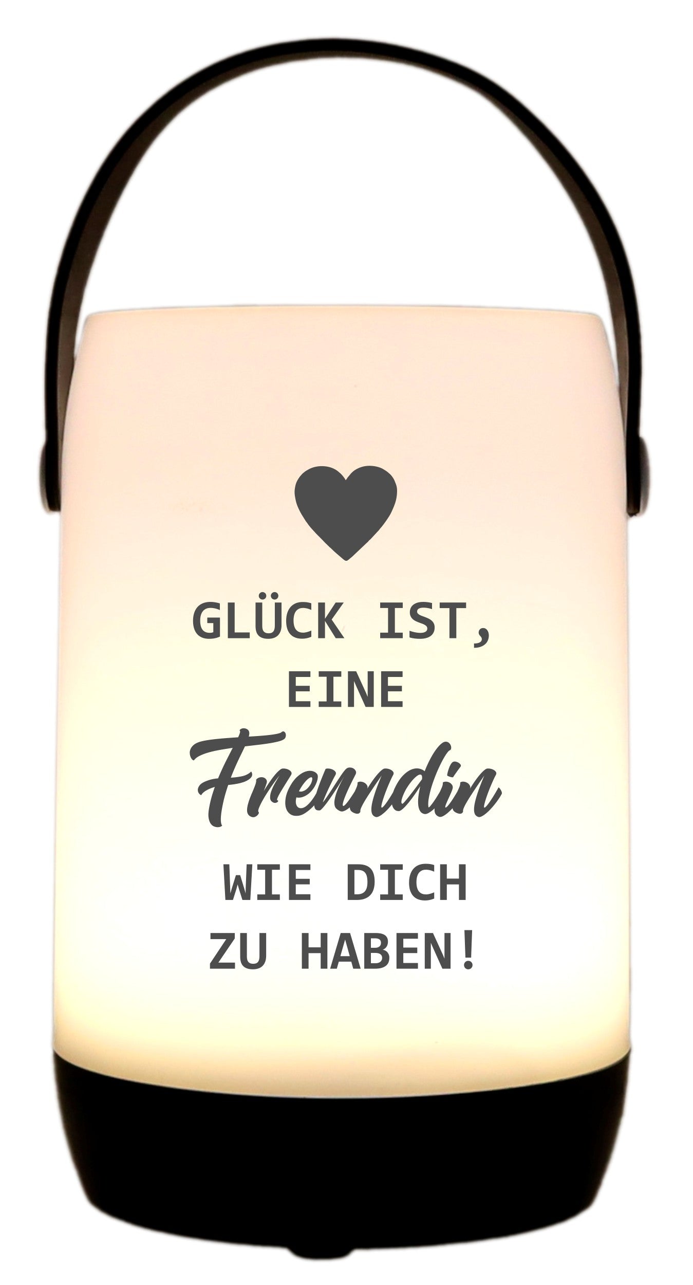 LED-Laterne Touch-Funktion & Akku, Glück ist eine Freundin wie dich zu haben, schwarz 19x11,5cm, mit Bügel 25cm, LED-Licht LED-Leuchte LED-Lampe