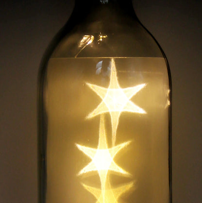LED-Flasche Folien-Motiv, Freunde sind wie Sterne, 29cm, Flaschen-Licht Lampe mit Text Spruch