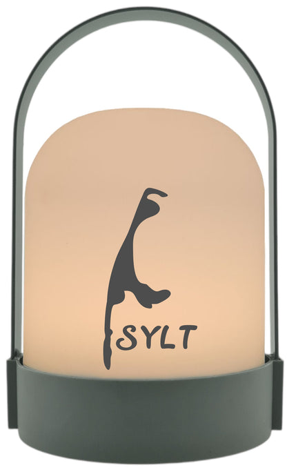 LED-Laterne, Insel Sylt maritim, 22x14cm Batterie LED-Licht Kunststoff Lampe mit Text Spruch