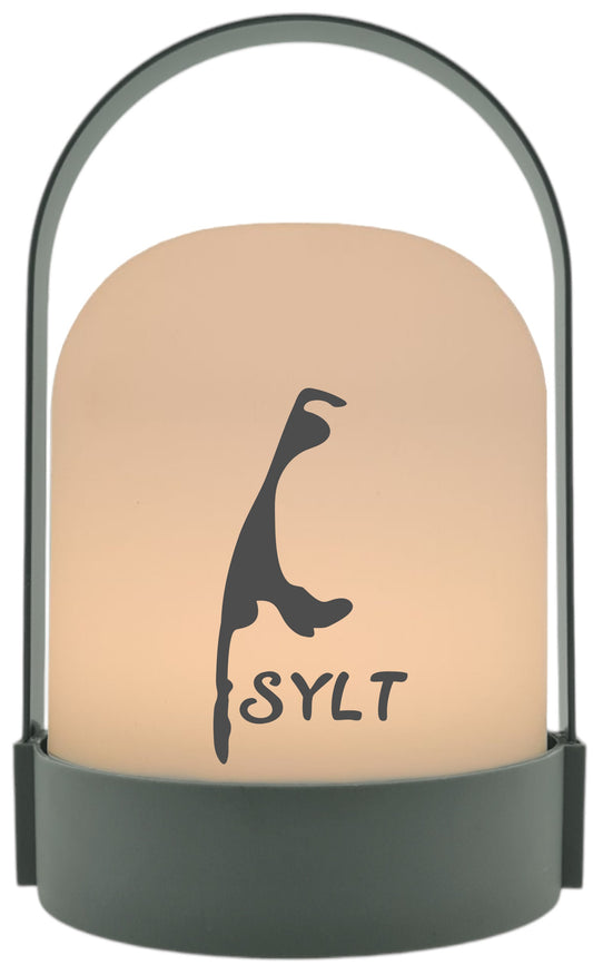 LED-Laterne, Insel Sylt maritim, 22x14cm Batterie LED-Licht Kunststoff Lampe mit Text Spruch