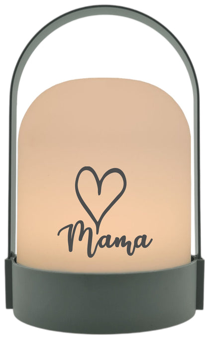 LED-Laterne, Mama Herz, 22x14cm Batterie LED-Licht Kunststoff Lampe mit Text Spruch