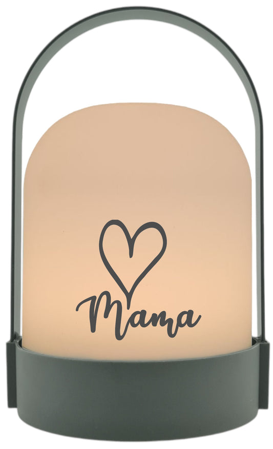 LED-Laterne, Mama Herz, 22x14cm Batterie LED-Licht Kunststoff Lampe mit Text Spruch