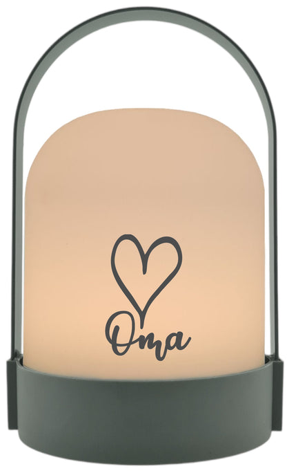 LED-Laterne, Oma Herz, 22x14cm Batterie LED-Licht Kunststoff Lampe mit Text Spruch