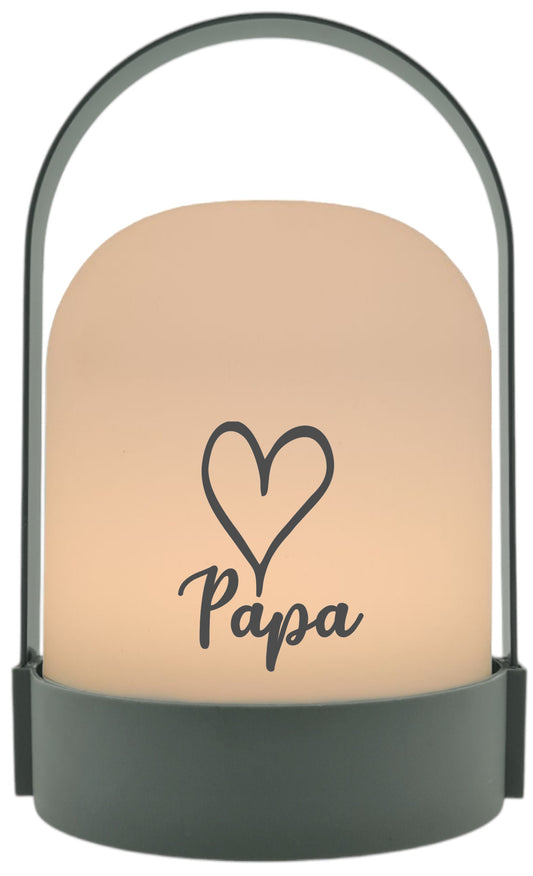 LED-Laterne, Papa Herz, 22x14cm Batterie LED-Licht Kunststoff Lampe mit Text Spruch