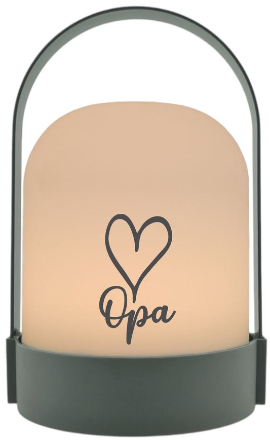 LED-Laterne, Opa Herz, 22x14cm Batterie LED-Licht Kunststoff Lampe mit Text Spruch