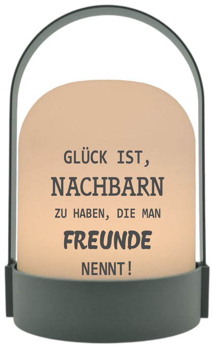 LED-Laterne, Nachbarn die man Freunde nennt, 22x14cm Batterie LED-Licht Kunststoff Lampe mit Text Spruch