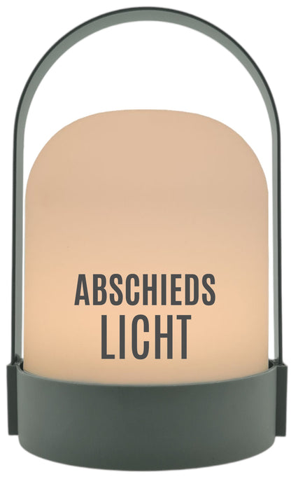 LED-Laterne,  Abschieds-Licht, 22x14cm Batterie LED-Licht Kunststoff Lampe mit Text Spruch