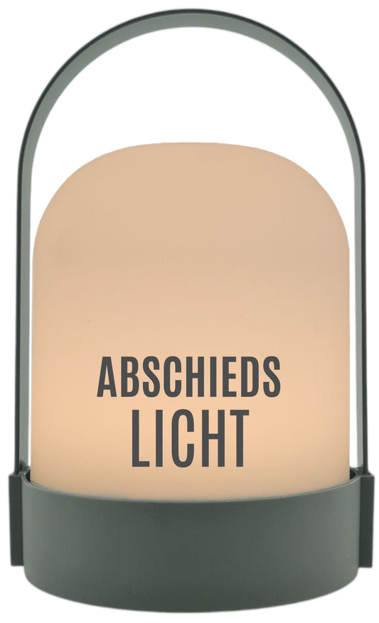 LED-Laterne,  Abschieds-Licht, 22x14cm Batterie LED-Licht Kunststoff Lampe mit Text Spruch