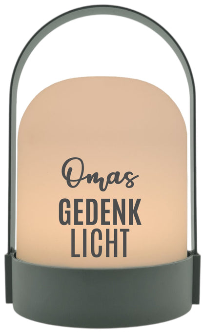 LED-Laterne,  Omas Gedenklicht, 22x14cm Batterie LED-Licht Kunststoff Lampe mit Text Spruch