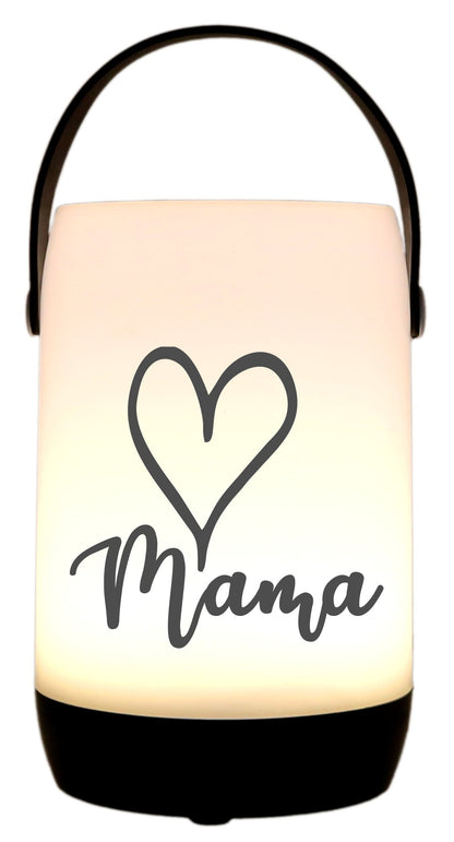 LED-Laterne Touch-Funktion & Akku, Mama Herz, schwarz 19x11,5cm, mit Bügel 25cm, LED-Licht LED-Leuchte LED-Lampe