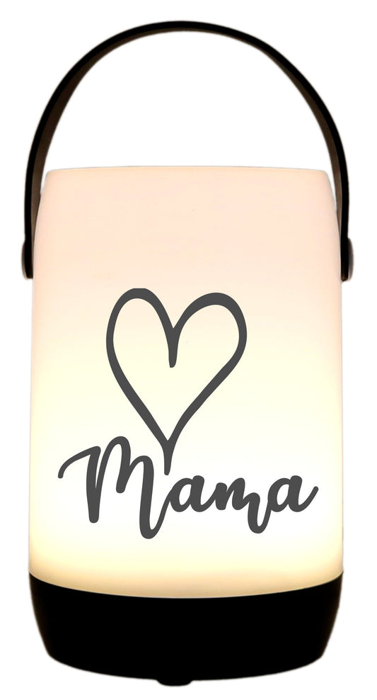 LED-Laterne Touch-Funktion & Akku, Mama Herz, schwarz 19x11,5cm, mit Bügel 25cm, LED-Licht LED-Leuchte LED-Lampe