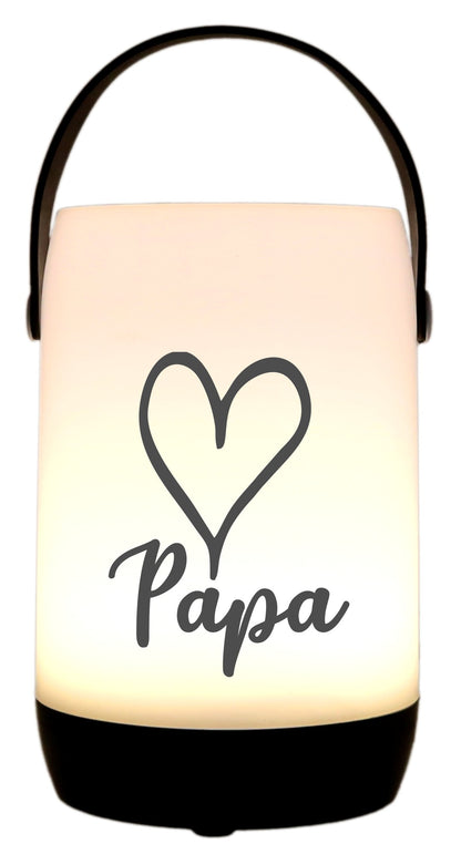 LED-Laterne Touch-Funktion & Akku, Papa Herz, schwarz 19x11,5cm, mit Bügel 25cm, LED-Licht LED-Leuchte LED-Lampe