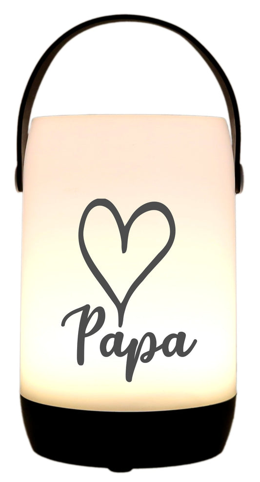 LED-Laterne Touch-Funktion & Akku, Papa Herz, schwarz 19x11,5cm, mit Bügel 25cm, LED-Licht LED-Leuchte LED-Lampe