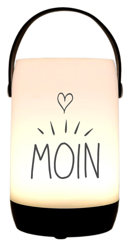 LED-Laterne Touch-Funktion & Akku, Moin Herz, schwarz 19x11,5cm, mit Bügel 25cm, LED-Licht LED-Leuchte LED-Lampe