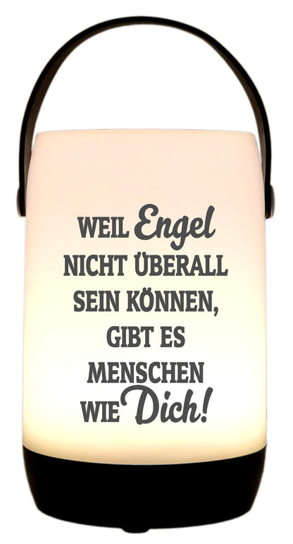 LED-Laterne Touch-Funktion & Akku, Weil Engel nicht überall sein können, schwarz 19x11,5cm, mit Bügel 25cm, LED-Licht LED-Leuchte LED-Lampe