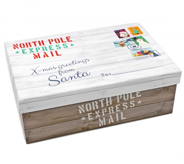 Geschenkbox, North Pole Express Mail - Weihnachten, 12 x 8 x 4,5 cm, 427881, Kiste Box aus Pappe
