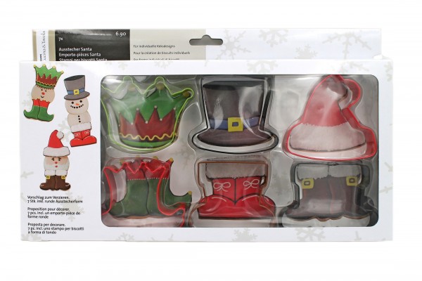 Ausstech-Backform Santa für individuelle Keksdesigns, Kekse backen, 7teilig, Schneemann Nikolaus