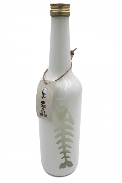 Glas-Flasche mit Schraubverschluss, Fisch-Gräte Fishbone, weiß 0,7l maritim, Pirate Serie Zauberwerk by Ritzenhoff & Breker