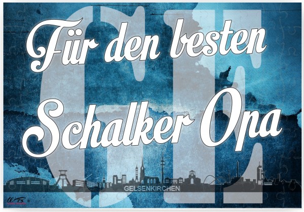 Puzzle-Botschaft eckig, Für den besten Schalker Opa - Gelsenkirchen, 120 Teile 27x18cm inkl. Geschenk-Beutel, WB wohn trends®