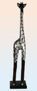 Holz Figur kleine Giraffe Größe:60 cm Farbe braun/silber