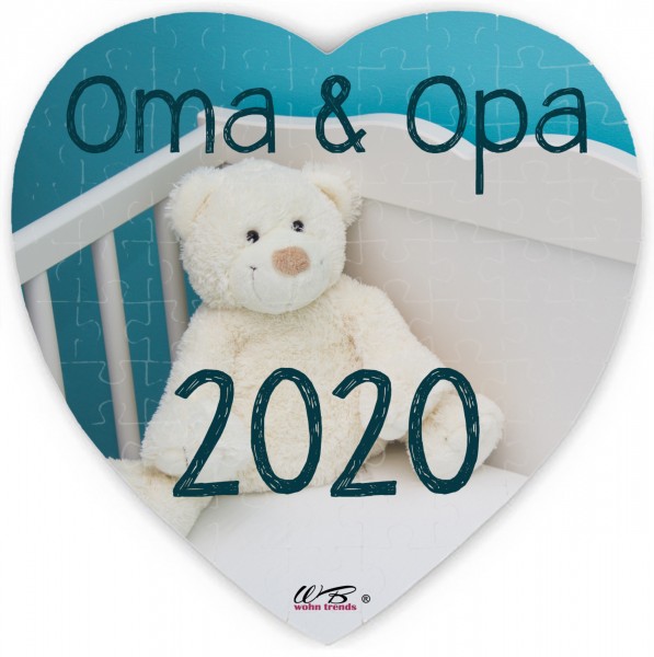 Puzzle-Botschaft Herz, Oma & Opa 2020 - Teddy-Bär, 75 Teile 19x19cm inkl. Geschenk-Beutel