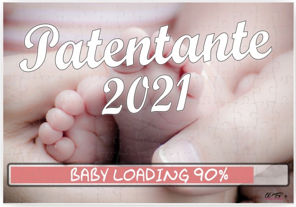 Puzzle-Botschaft eckig, Patentante 2021 / Baby-Füße, 120 Teile 27x18cm inkl. Geschenk-Beutel