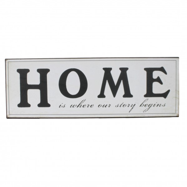 HOME is where our story begins Vintage Blech 35 x 12 cm Schild aus Metall 