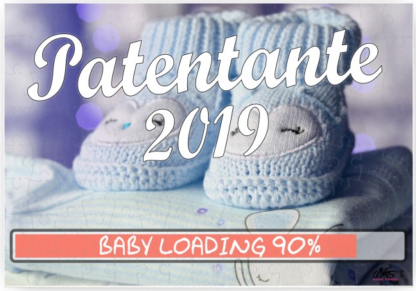 Puzzle-Botschaft eckig, Patentante 2019 / Junge blaue Baby-Schuhe, 120 Teile 27x18cm inkl. Geschenk-Beutel, WB wohn trends®