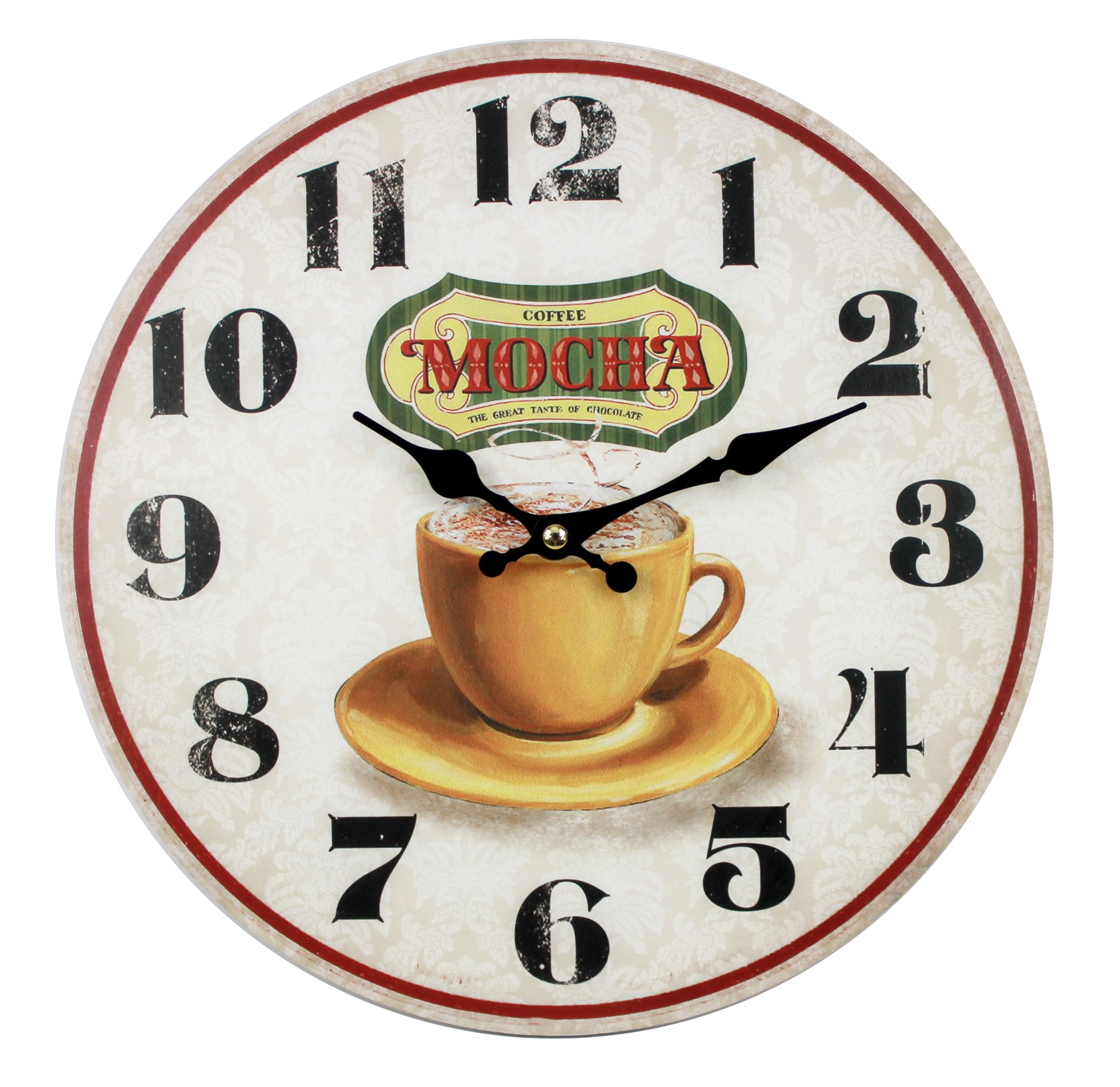 Cappuccino Wanduhr Tasse Kaffee d=28cm Vintage Shabby Uhr 