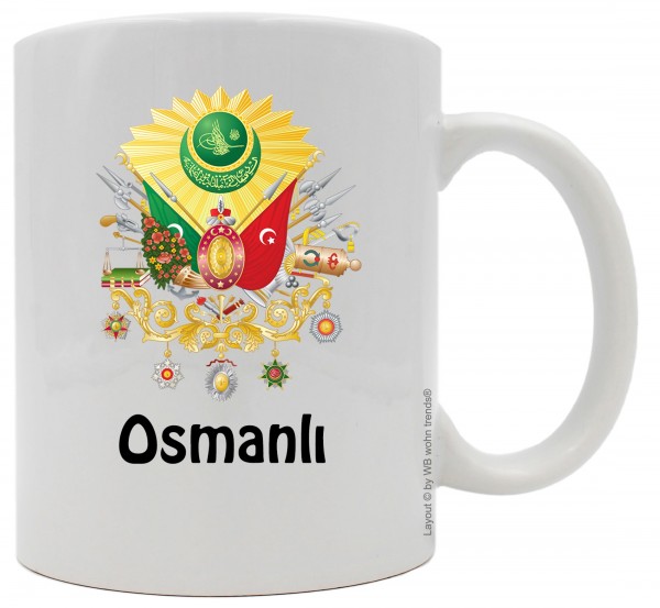 Tasse mit beidseitigem Motiv, Wappen Osmanisches Reich Osmanl?, Farbe: weiß, Kaffee-Becher mit Motiv