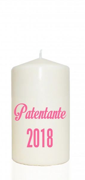 Spruchkerze, Patentante 2018, rosa, 14cm, 480g Ø8cm, Kerze mit Spruch, Brenndauer ca 55 Std