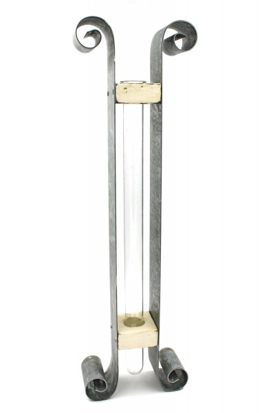 XXL Reagenzglas-Vase im Metall-Ständer, verzinkt, 46cm, rustikale Deko Antik-Optik Glas-Vase