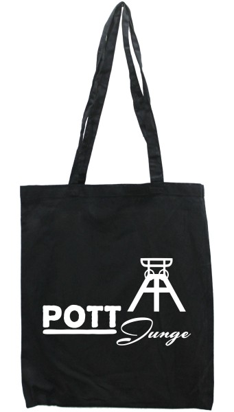 Tasche Pott-Junge Förderturm, Druckfarbe auswählbar, Einkaufs-Beutel schwarz