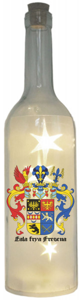 LED-Flasche Folien-Motiv, Ostfriesland Wappen Eala Frya Fresena, 29cm, Flaschen-Licht Lampe mit Text Spruch