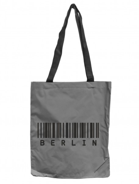 Reflektor-Tasche Berlin Barcode, grau-silber REFLEKTIERT! Einkaufs-Beutel mit Innentasche, Einkaufstasche Tragetasche Shopper Shopping-Bag