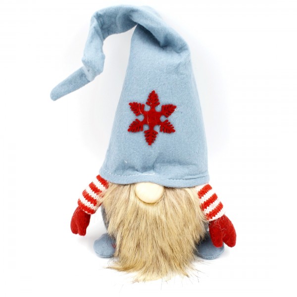 Süßer Wichtel mit Hut, Nase und Bart, blau, rot, weiß, Stern, M 43cm
